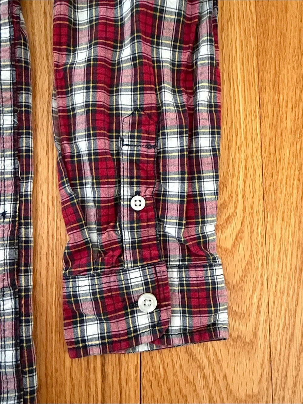 The Children's Place Boys Red and White Plaid Button-Down Shirt Size L (10/12)